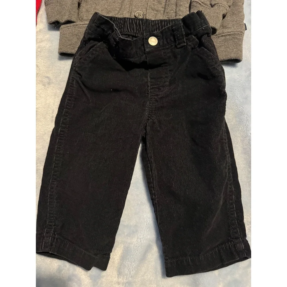 Carter's OshKosh Baby Boy 4pc Set 6-9M Red Vest Grey Cardigan Panda Fleece Pants